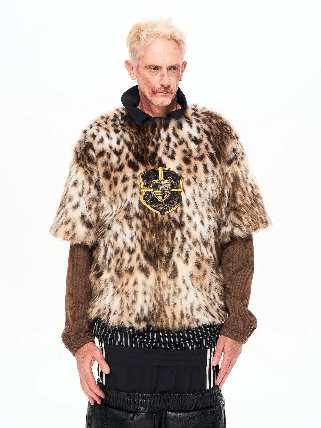 Fourth3ex | Faux Fur Leopard Print Layered Sweatshirt