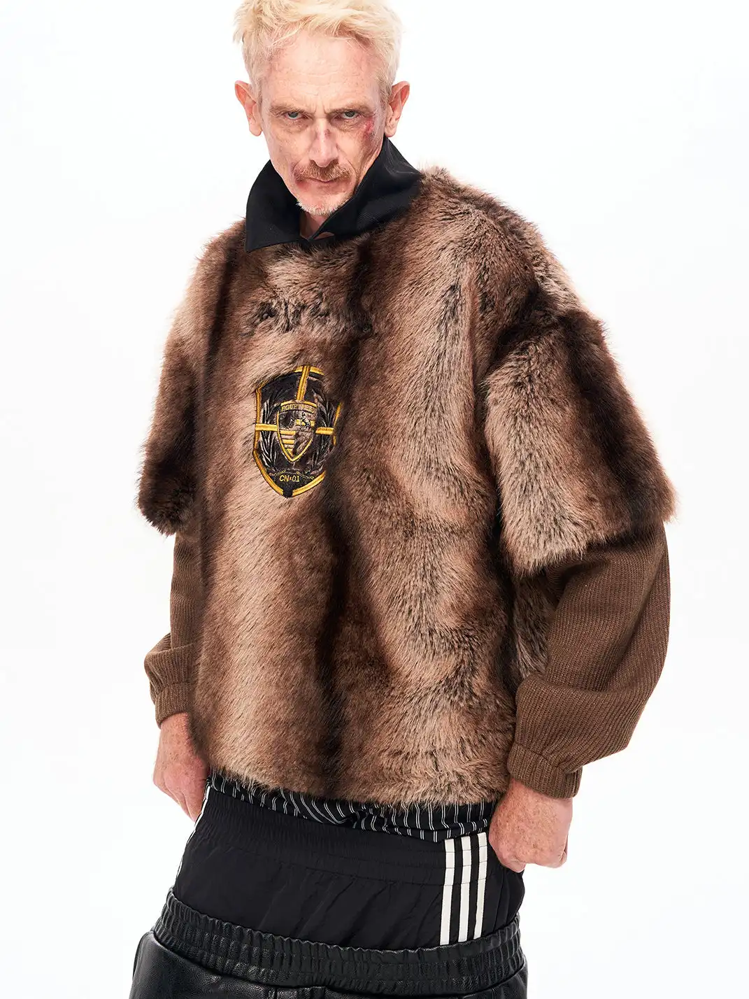 Fourth3ex | Faux Fur Leopard Print Layered Sweatshirt