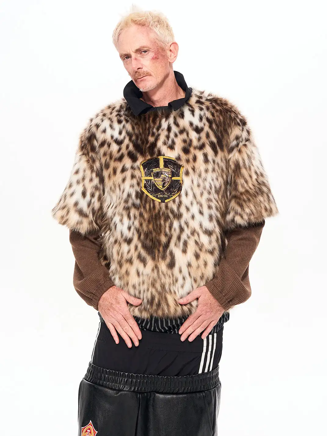 Fourth3ex | Faux Fur Leopard Print Layered Sweatshirt