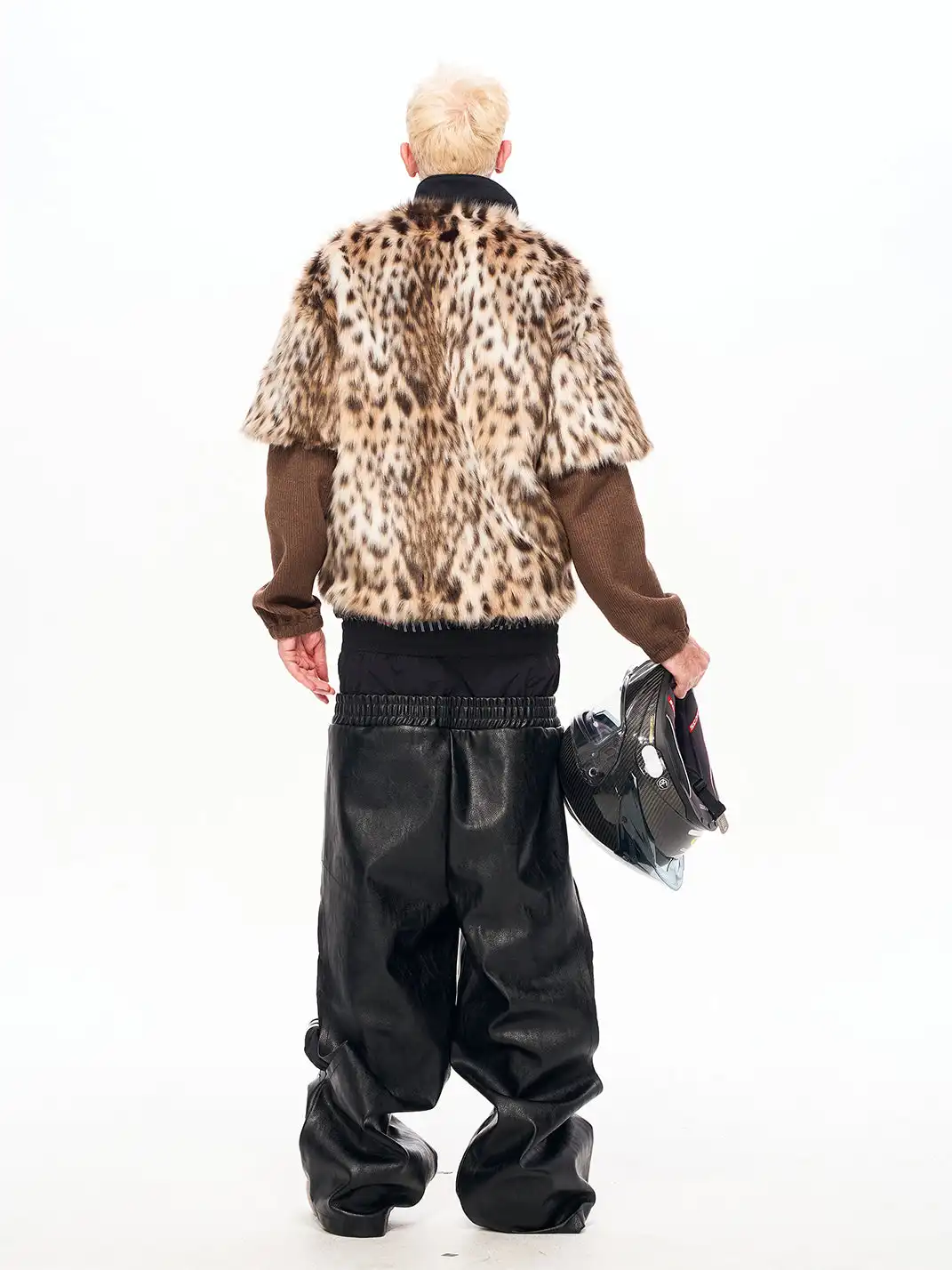 Fourth3ex | Faux Fur Leopard Print Layered Sweatshirt