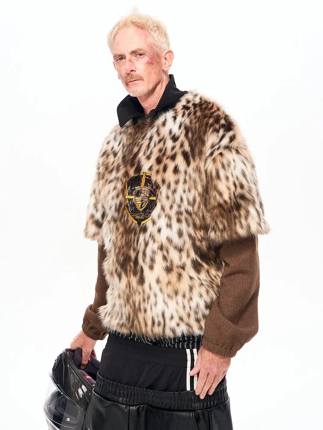 Fourth3ex | Faux Fur Leopard Print Layered Sweatshirt