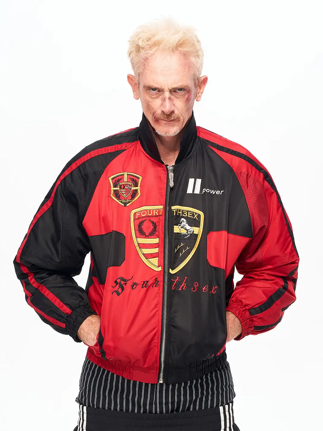 Fourth3ex | Embroidered Badges Racing Motorcycle Bomber Jacket