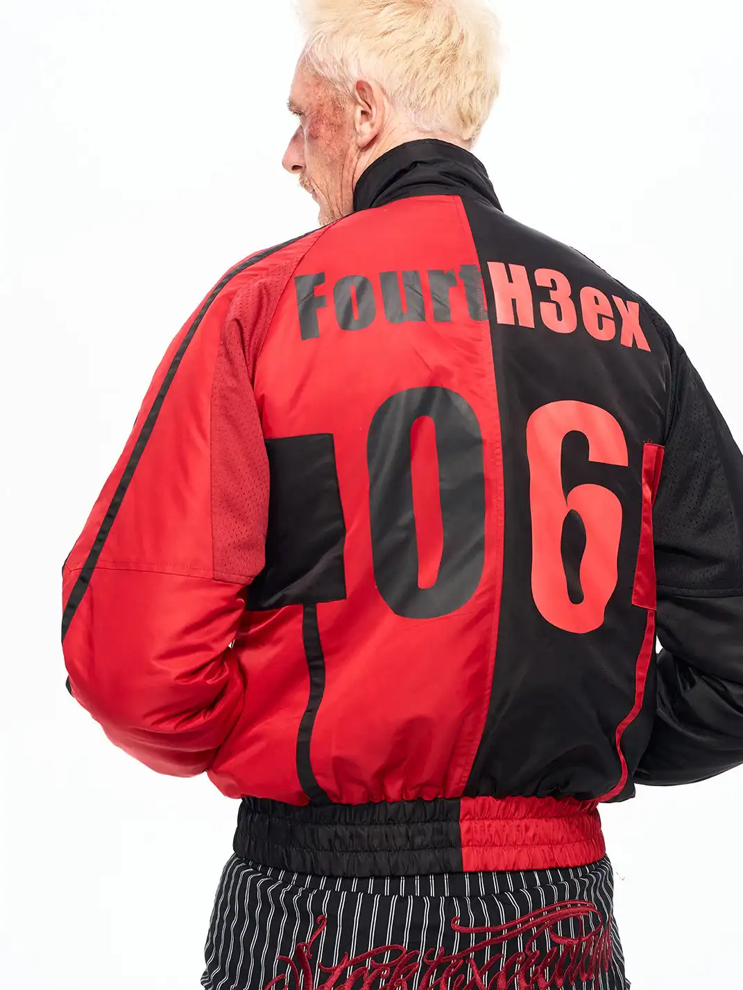 Fourth3ex | Embroidered Badges Racing Motorcycle Bomber Jacket