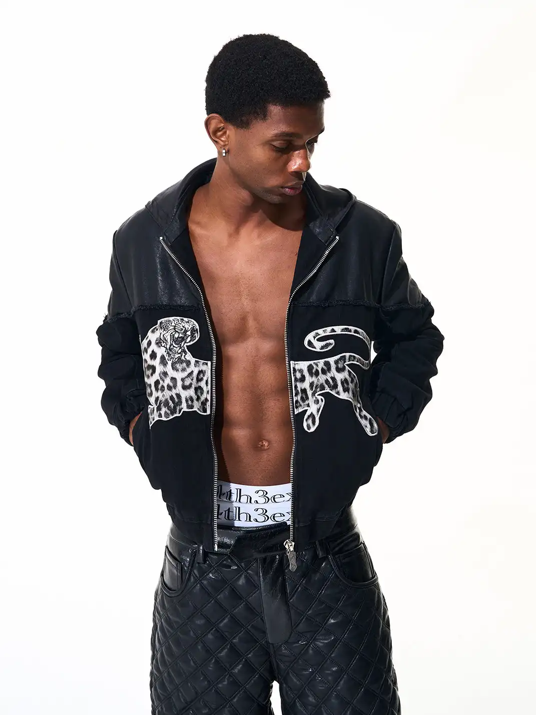 Fourth3ex | Embroidered Leopard Bomber Jacket