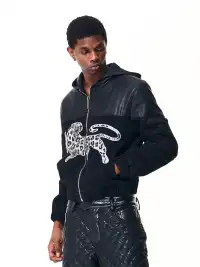 Fourth3ex | Embroidered Leopard Bomber Jacket