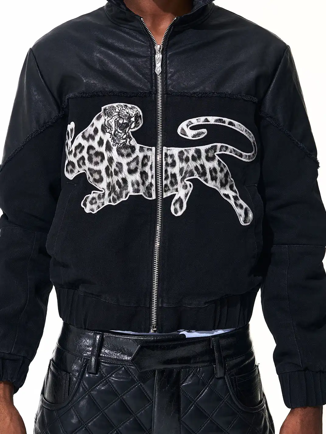 Fourth3ex | Embroidered Leopard Bomber Jacket