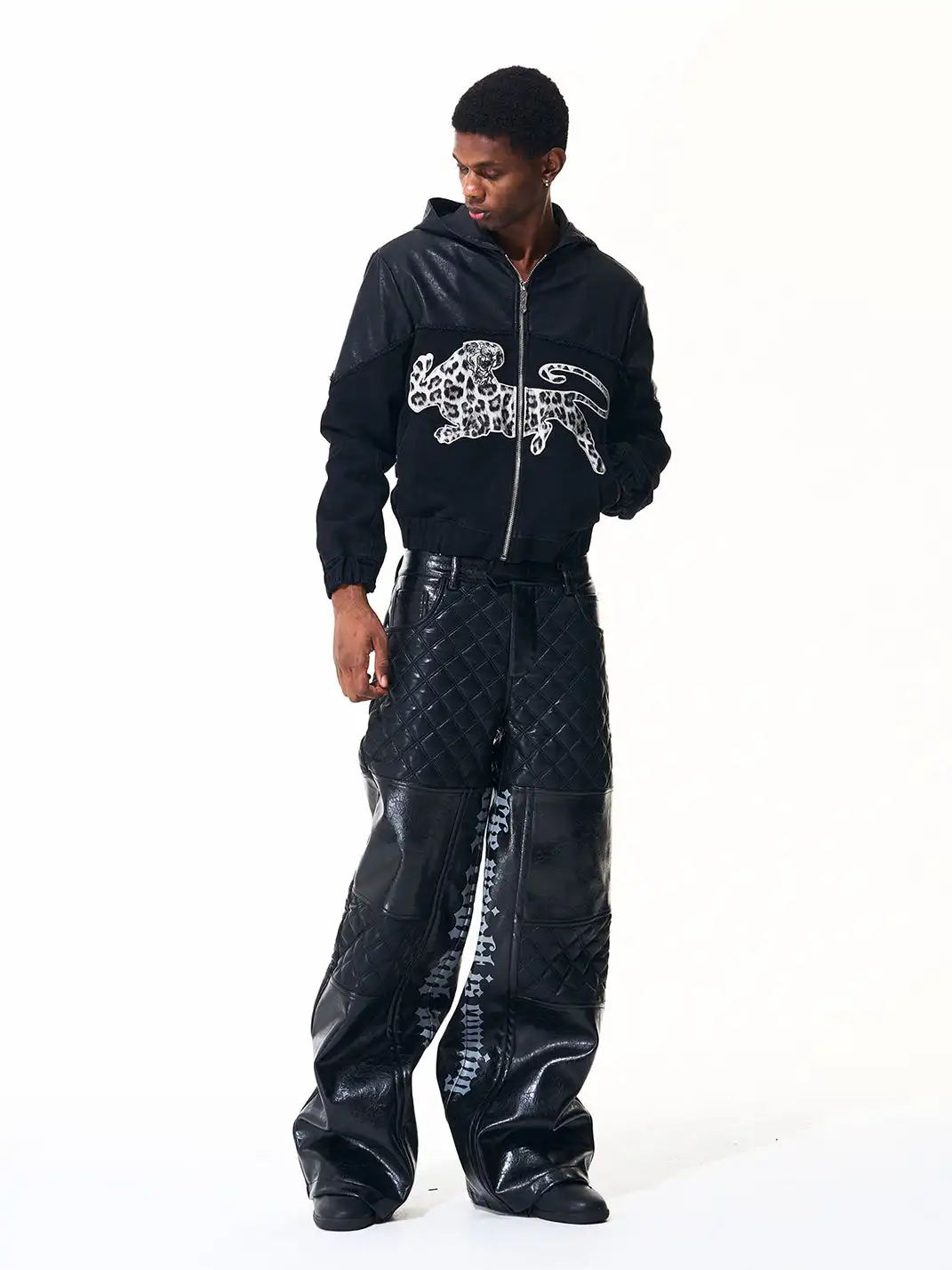 Fourth3ex | Embroidered Leopard Bomber Jacket