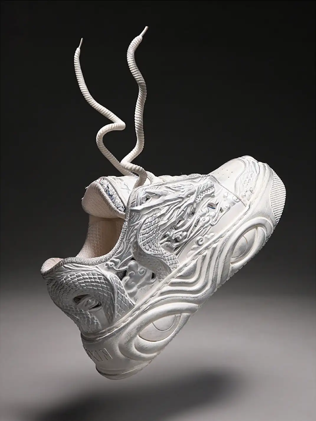 SGSX | Chinese Dragon Relief Sneakers - White
