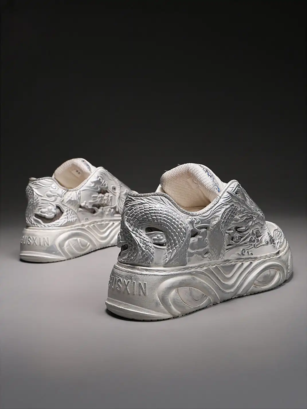 SGSX | Chinese Dragon Relief Sneakers - White