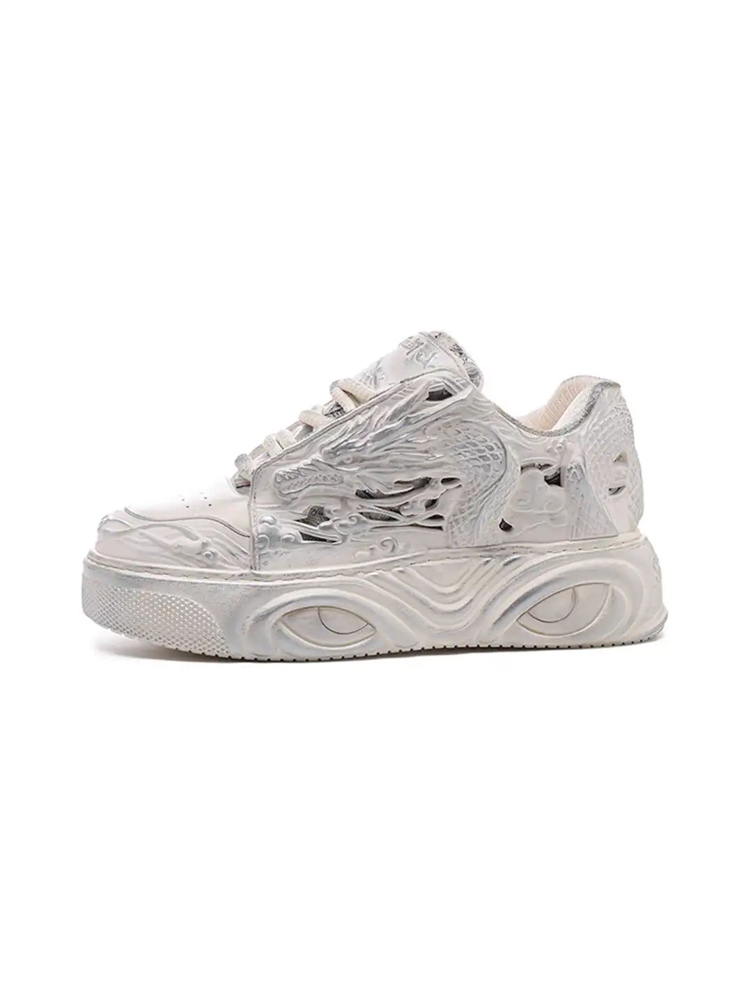SGSX | Chinese Dragon Relief Sneakers - White