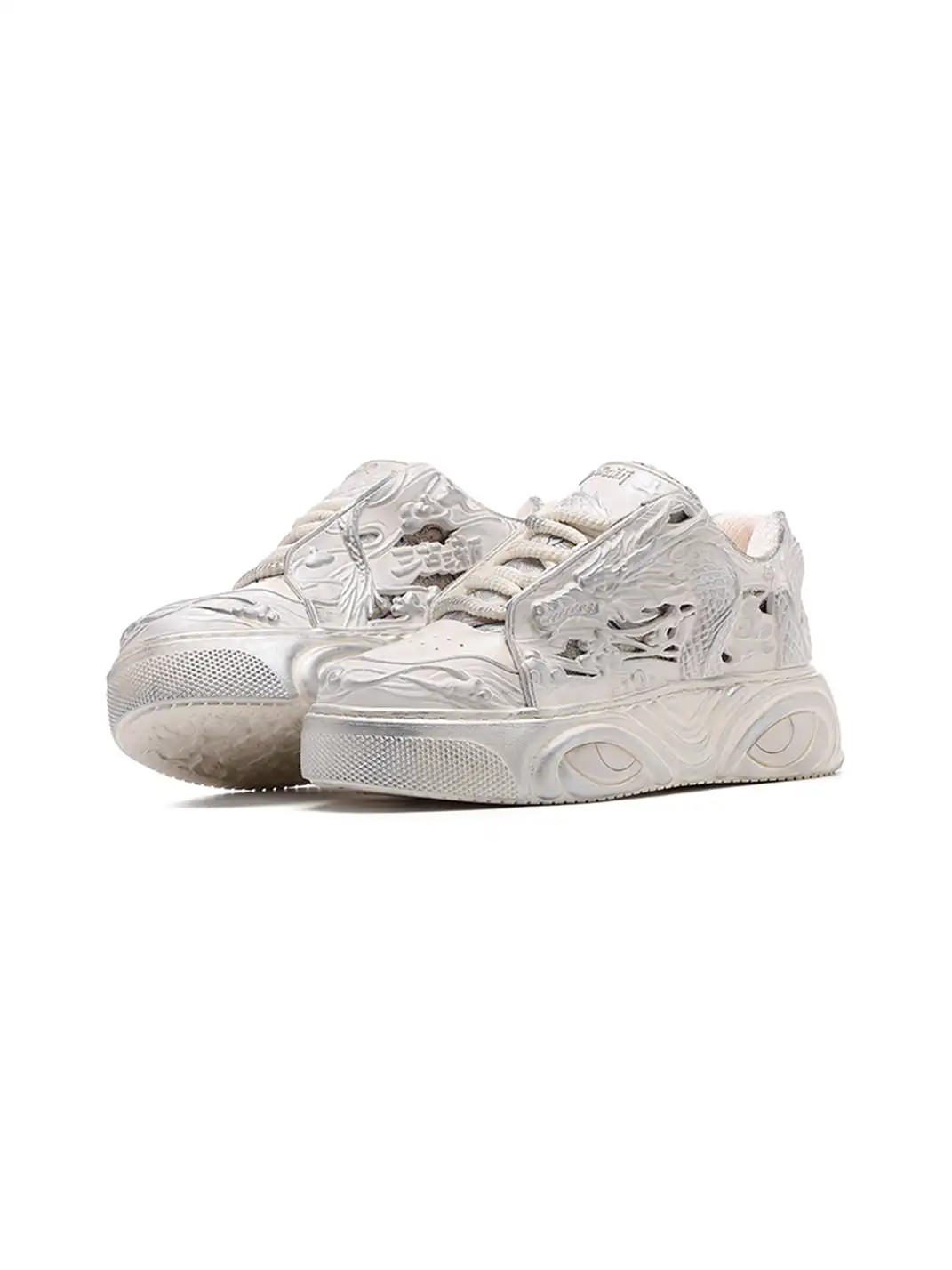SGSX | Chinese Dragon Relief Sneakers - White