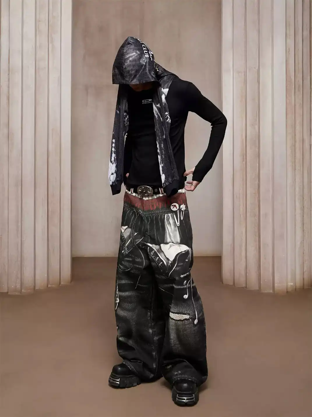 DND4DES | Triple Waistband Printed Baggy Jeans