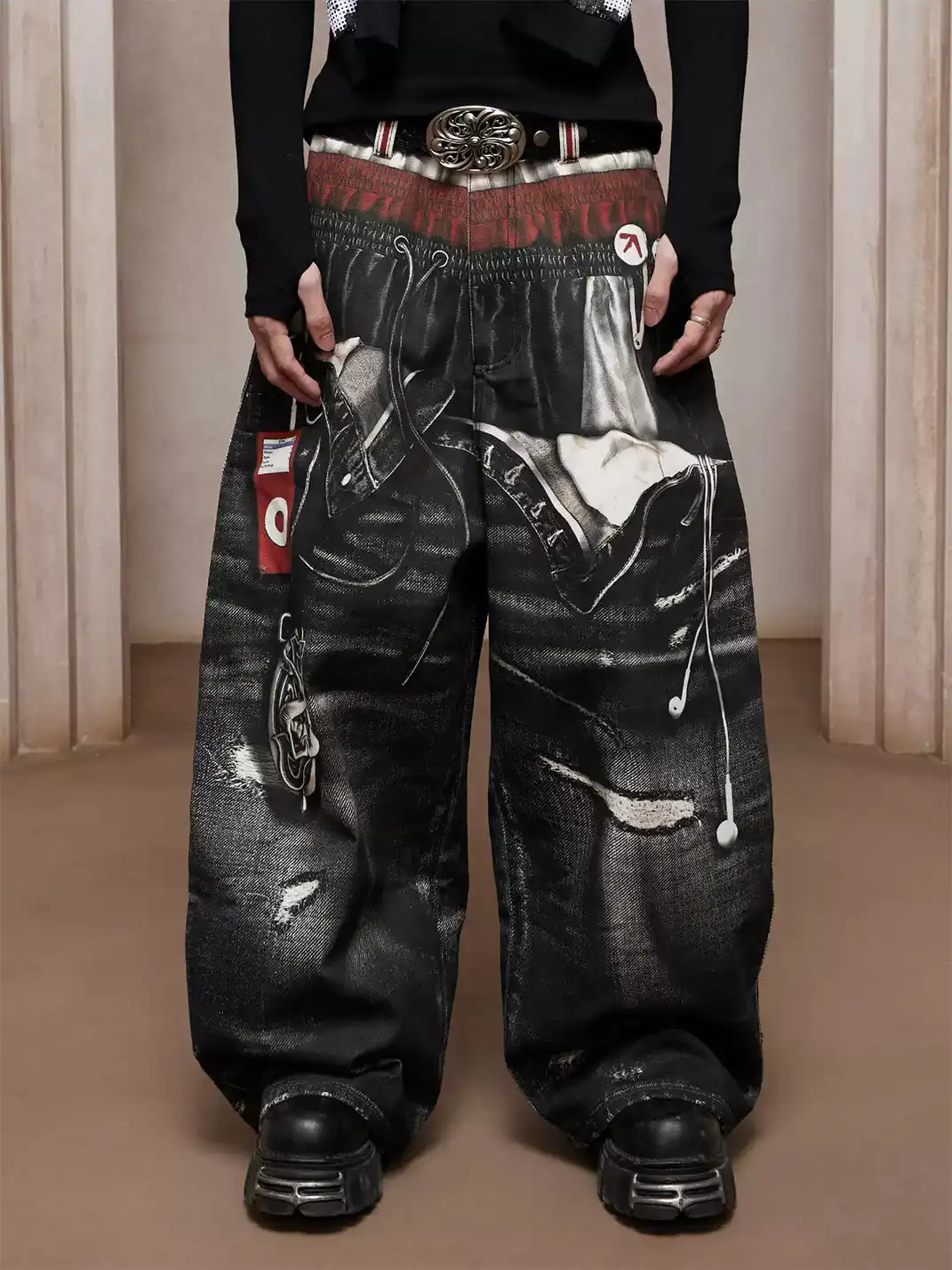 DND4DES | Triple Waistband Printed Baggy Jeans