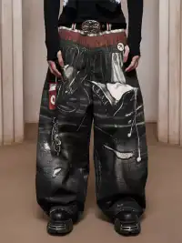 DND4DES | Triple Waistband Printed Baggy Jeans