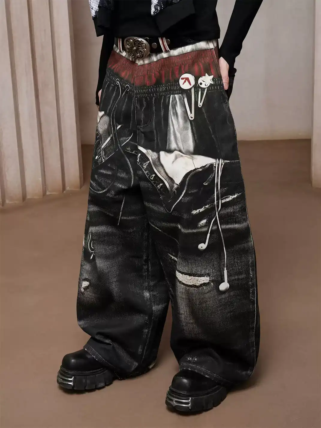 DND4DES | Triple Waistband Printed Baggy Jeans