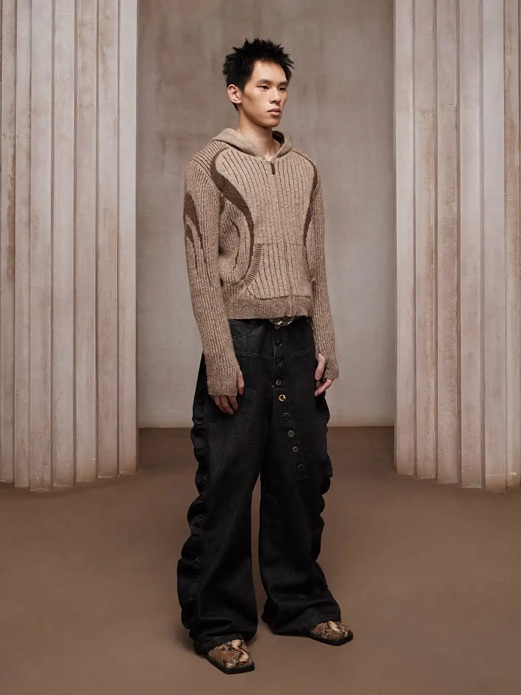 DND4DES | Asym Button-Fly Ruched Baggy Jeans