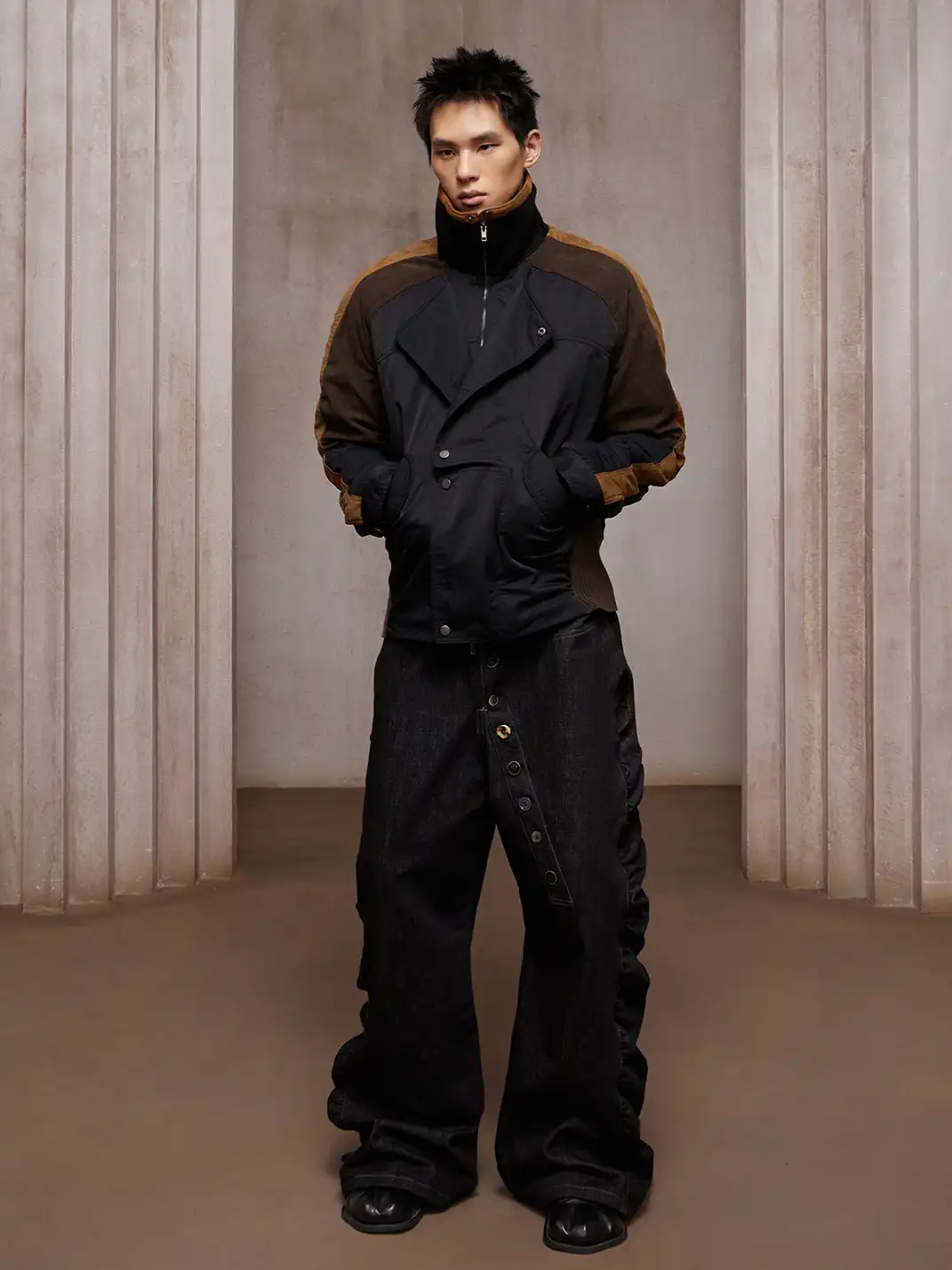 DND4DES | Asym Button-Fly Ruched Baggy Jeans