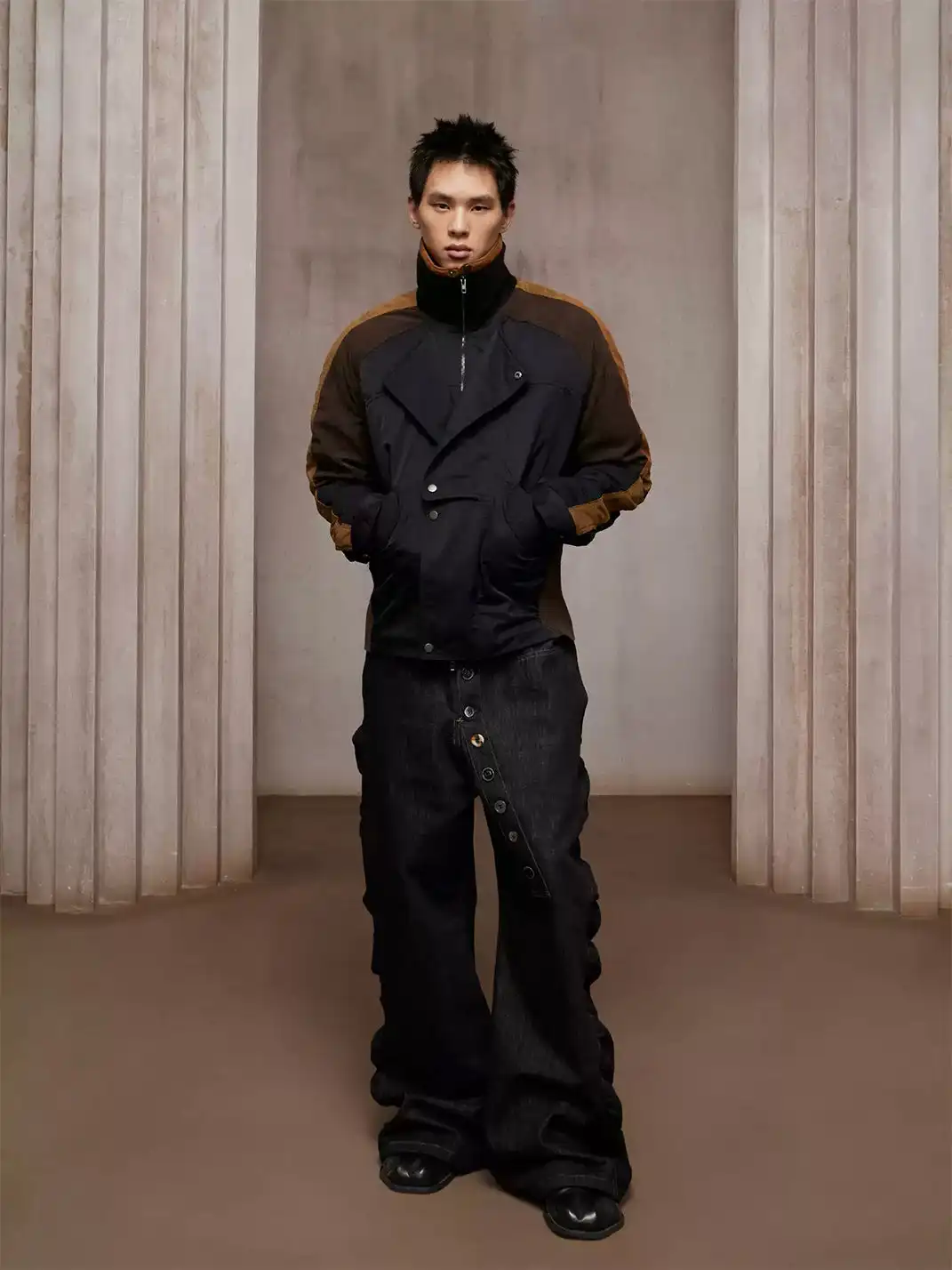 DND4DES | Asym Button-Fly Ruched Baggy Jeans
