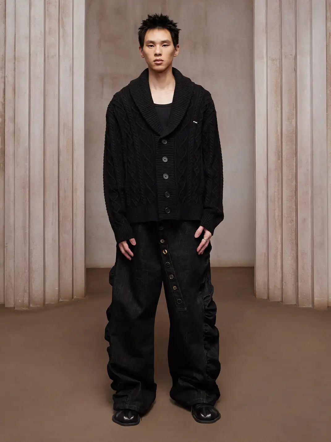 DND4DES | Asym Button-Fly Ruched Baggy Jeans