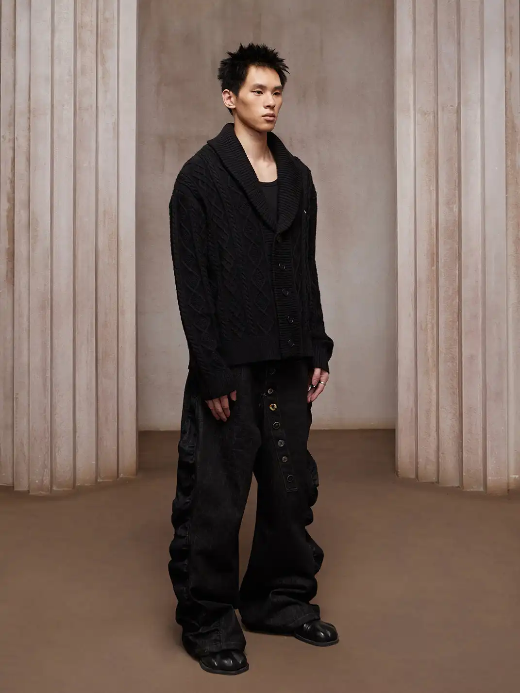 DND4DES | Asym Button-Fly Ruched Baggy Jeans