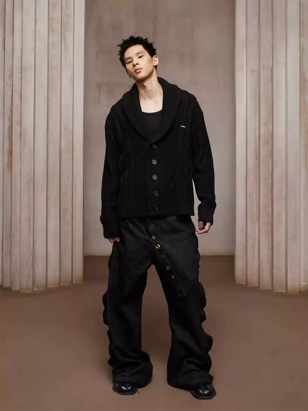 DND4DES | Asym Button-Fly Ruched Baggy Jeans