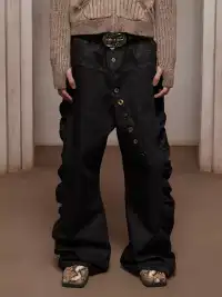 DND4DES | Asym Button-Fly Ruched Baggy Jeans