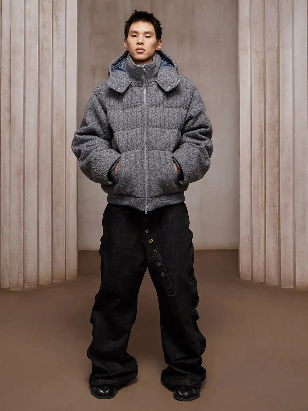 DND4DES | Asym Button-Fly Ruched Baggy Jeans
