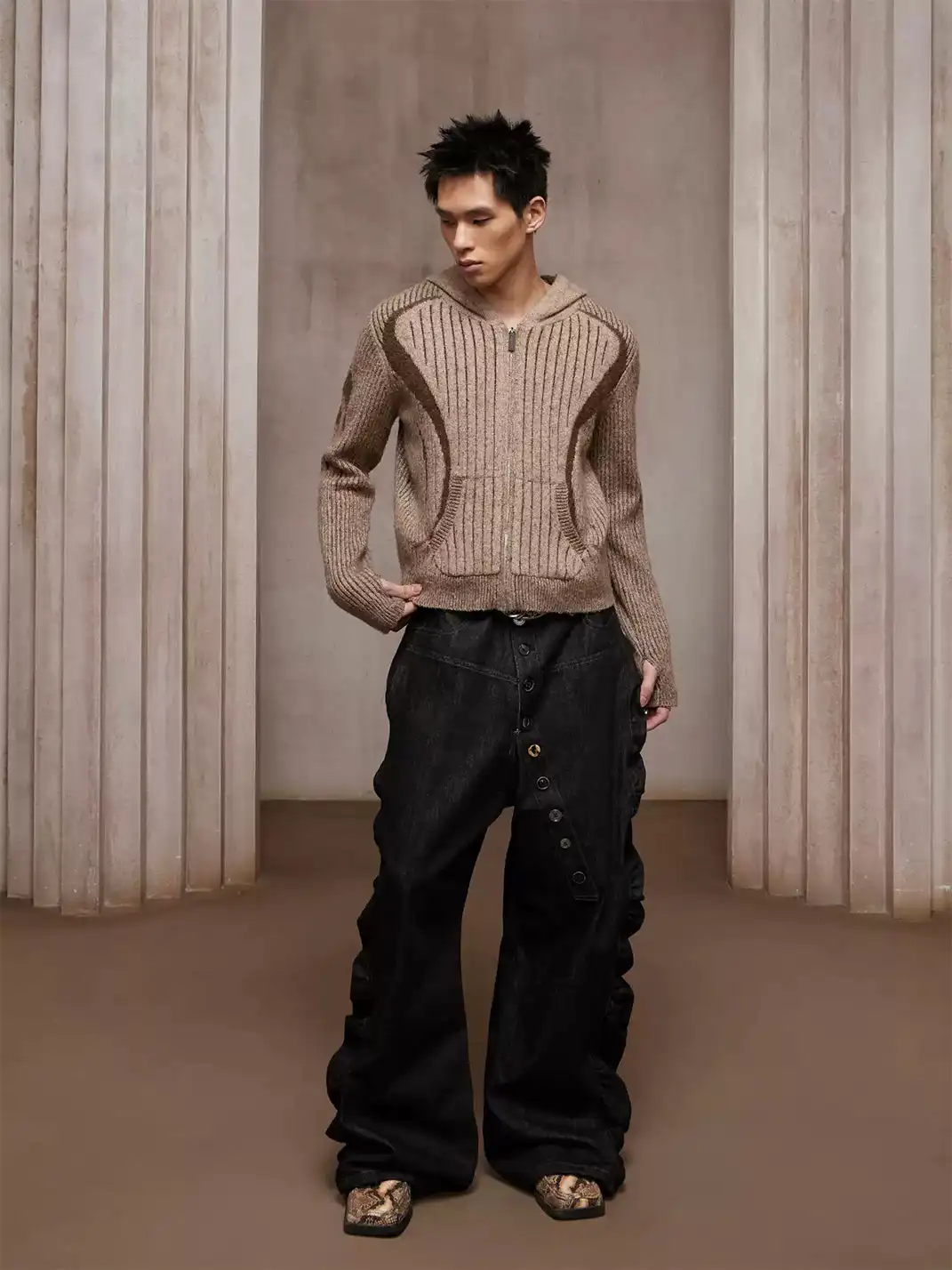 DND4DES | Asym Button-Fly Ruched Baggy Jeans
