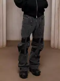 DND4DES | Wash Patchwork Curved Blade Shape Pants
