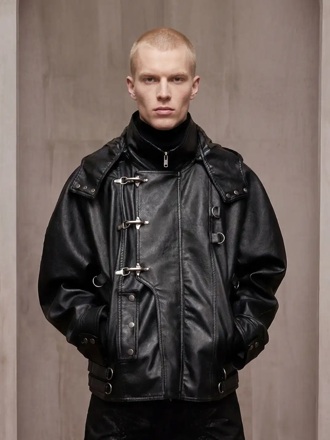 DND4DES | Heavy-Duty Aircraft Buckle Motorcycle Leather Jacket
