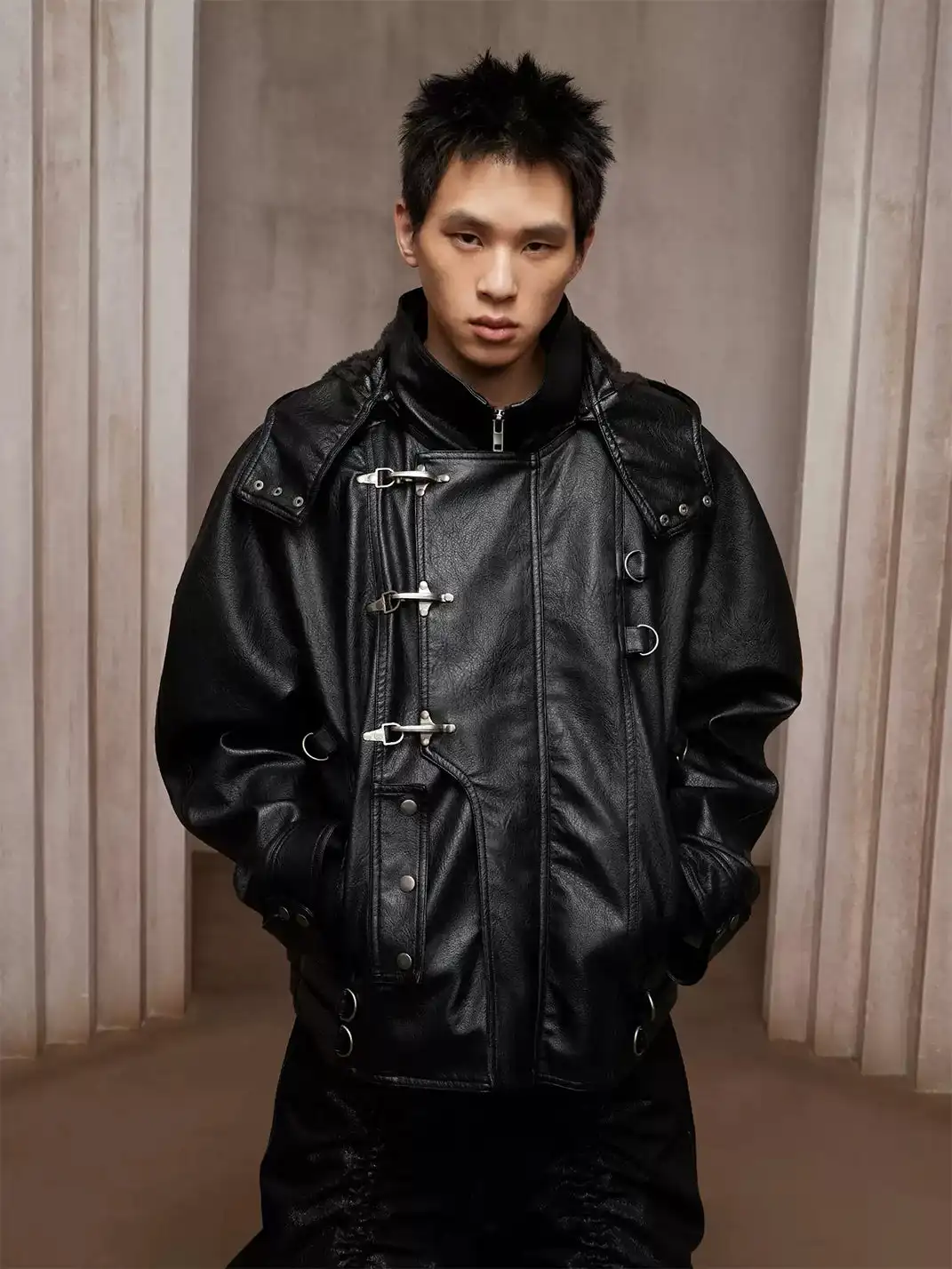 DND4DES | Heavy-Duty Aircraft Buckle Motorcycle Leather Jacket