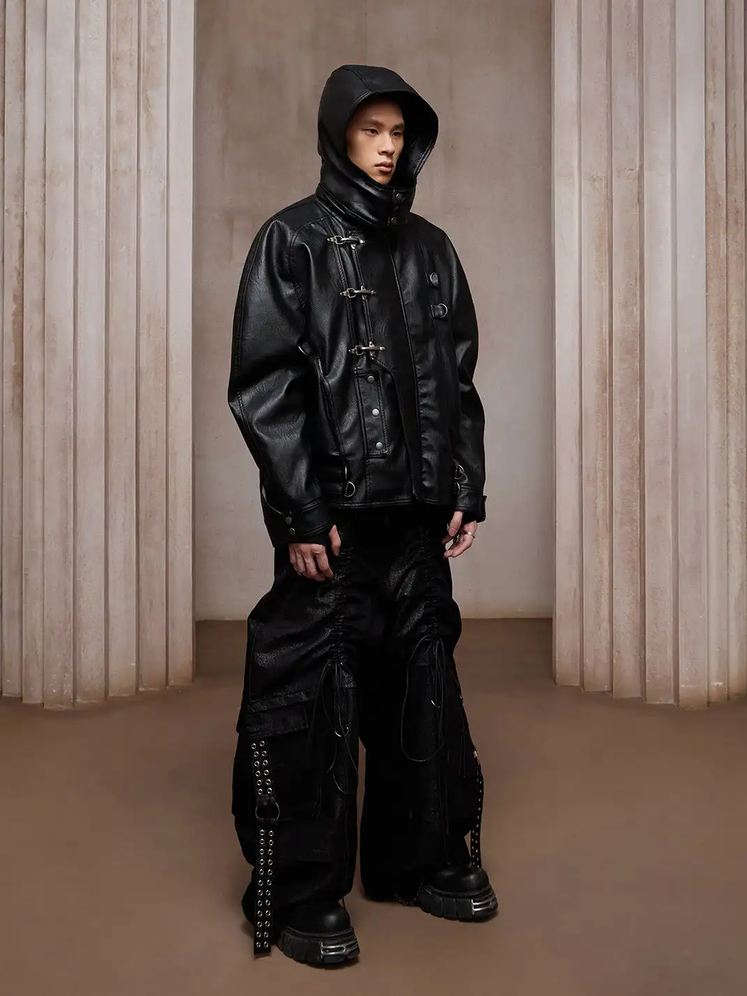 DND4DES | Heavy-Duty Aircraft Buckle Motorcycle Leather Jacket