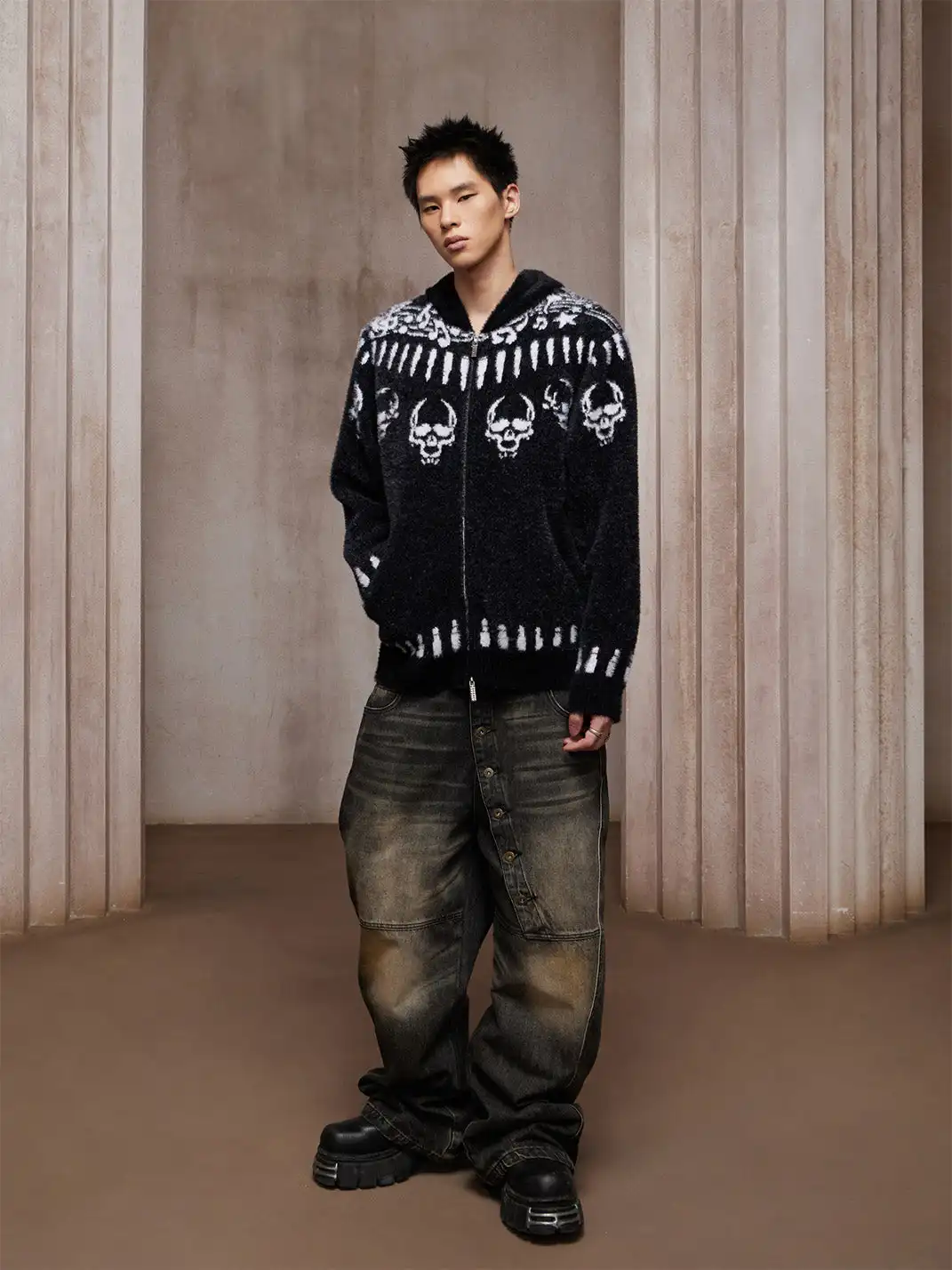 DND4DES | Faux Mink Note Bullet Skull Print Hoodie