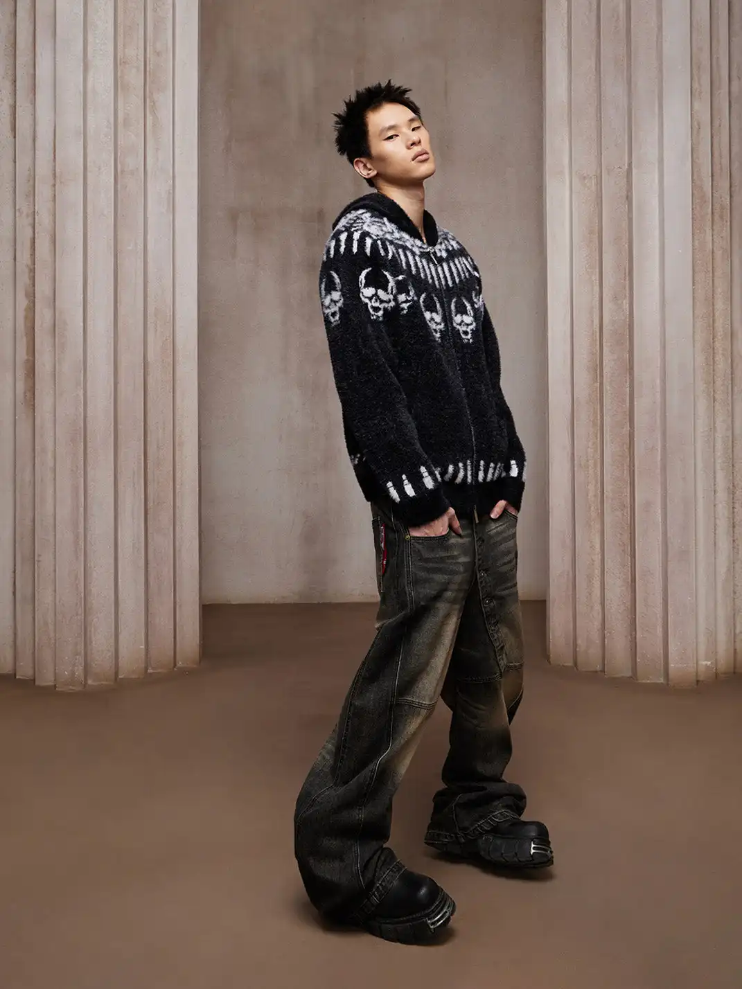 DND4DES | Faux Mink Note Bullet Skull Print Hoodie