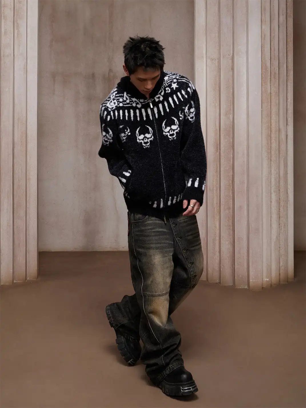 DND4DES | Faux Mink Note Bullet Skull Print Hoodie
