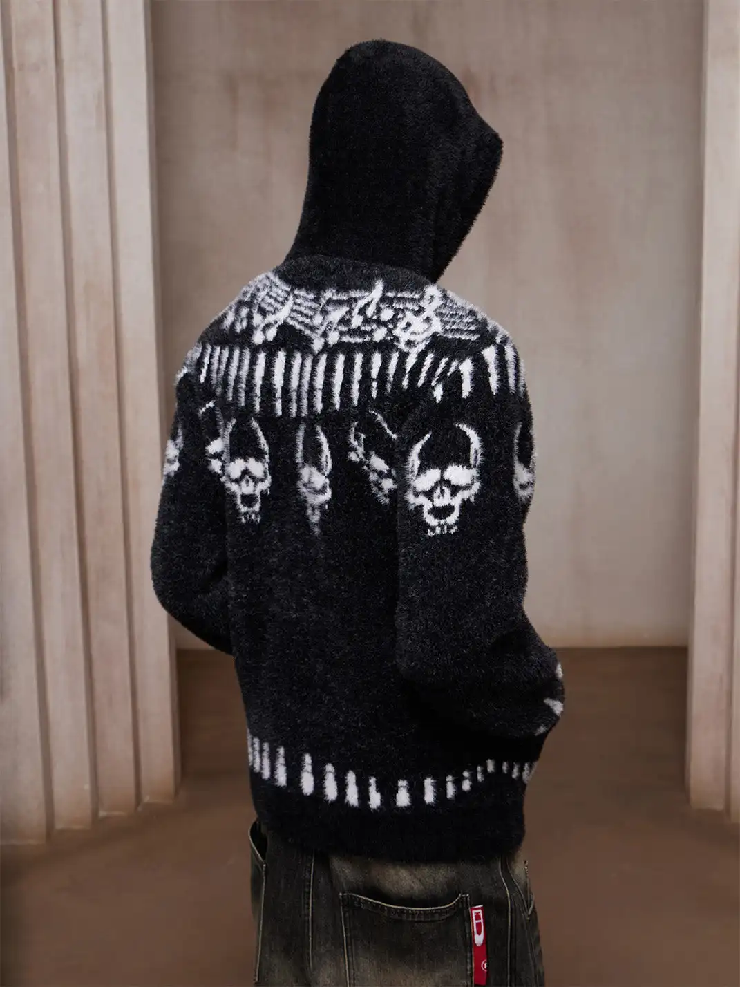 DND4DES | Faux Mink Note Bullet Skull Print Hoodie