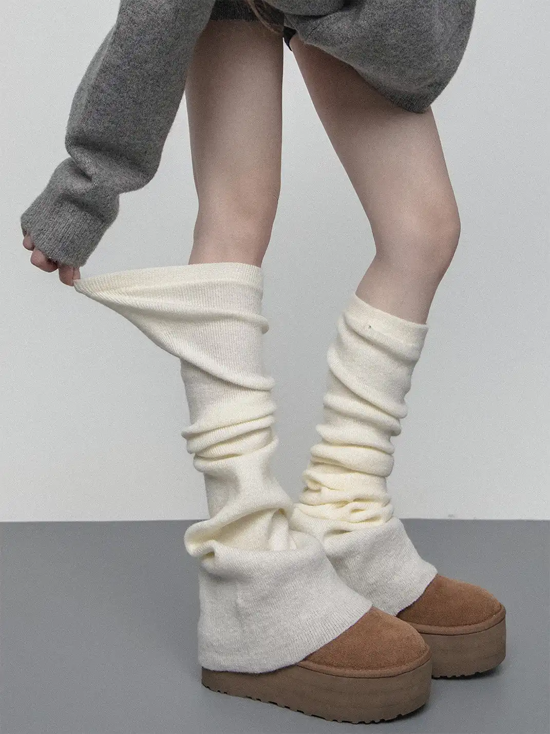 SS2L | Soft Stretch Knit Flared Thigh High Leg Warmers