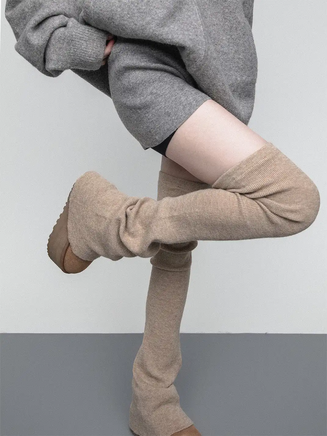 SS2L | Soft Stretch Knit Flared Thigh High Leg Warmers