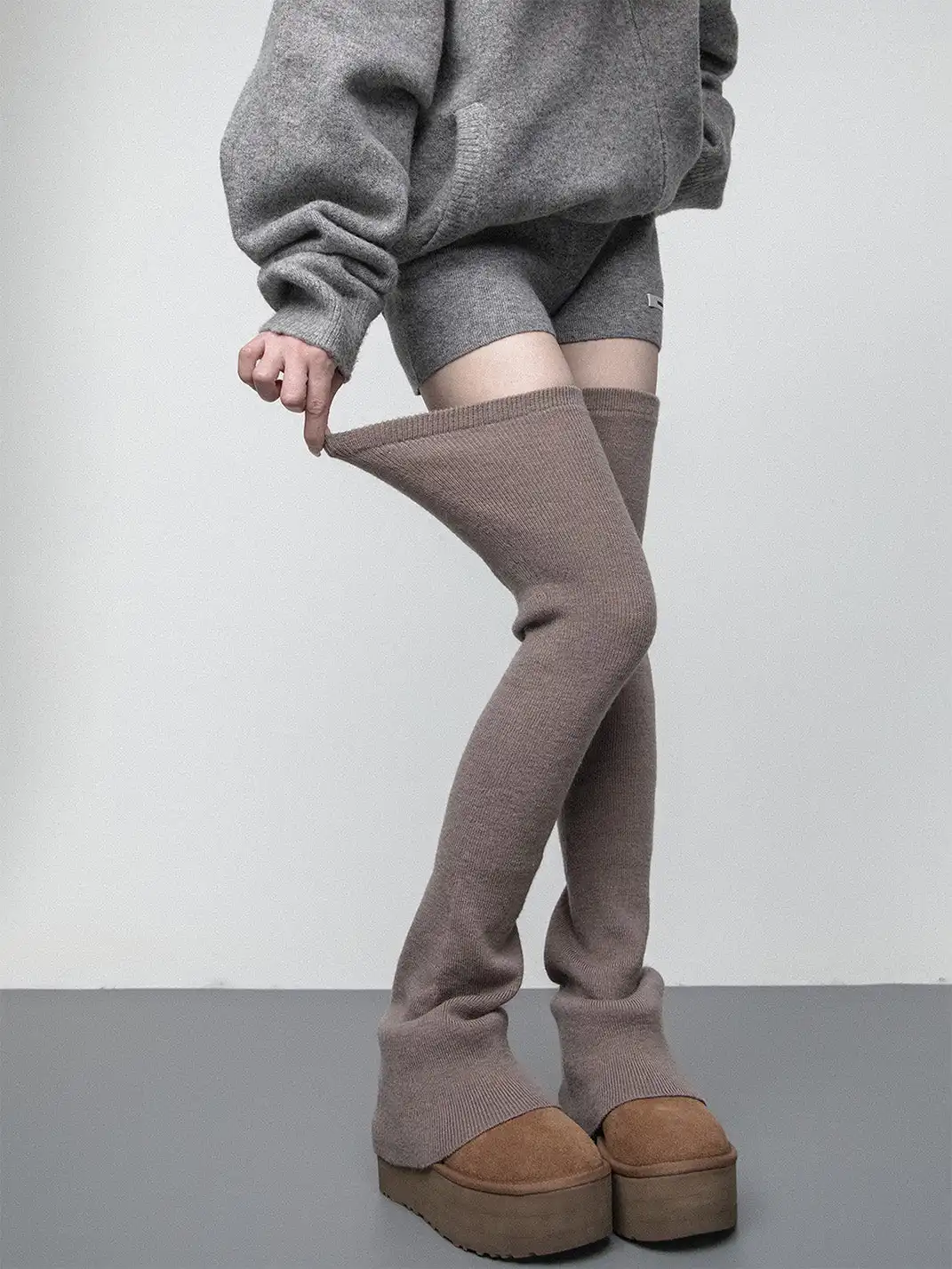 SS2L | Soft Stretch Knit Flared Thigh High Leg Warmers
