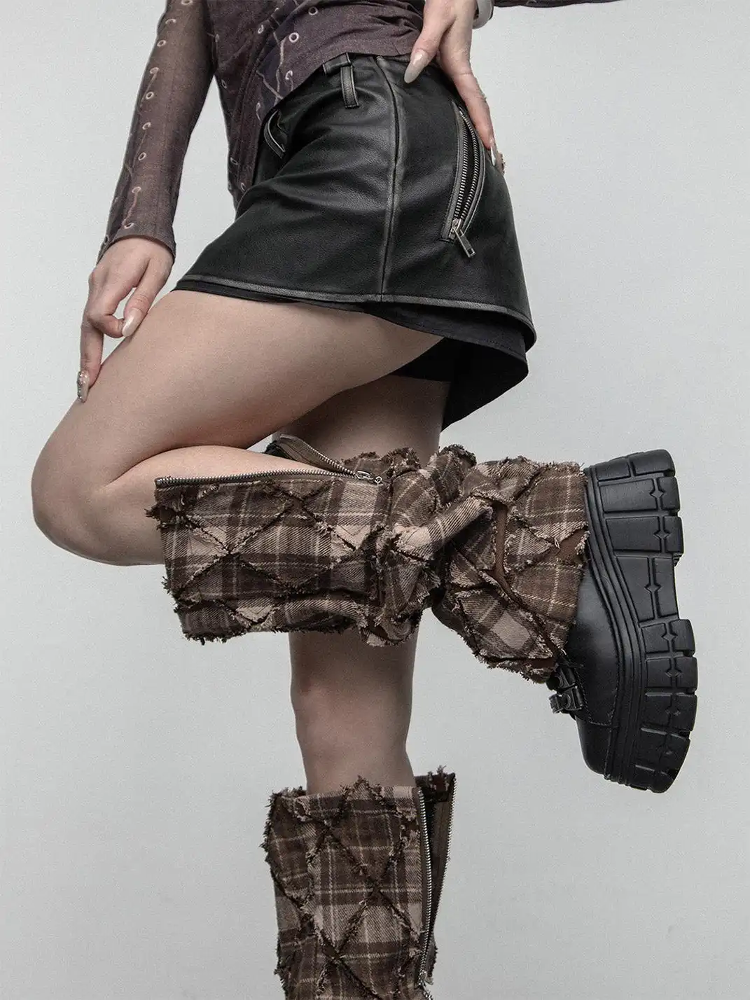 SS2L | Plaid Slash Punk Leg Warmers