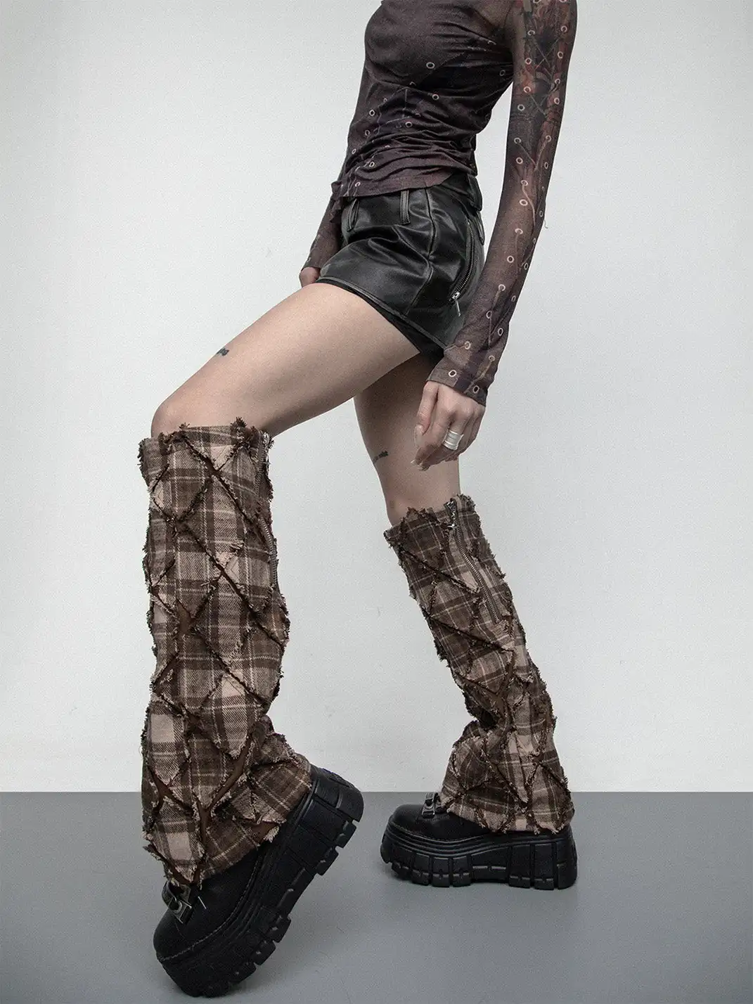 SS2L | Plaid Slash Punk Leg Warmers