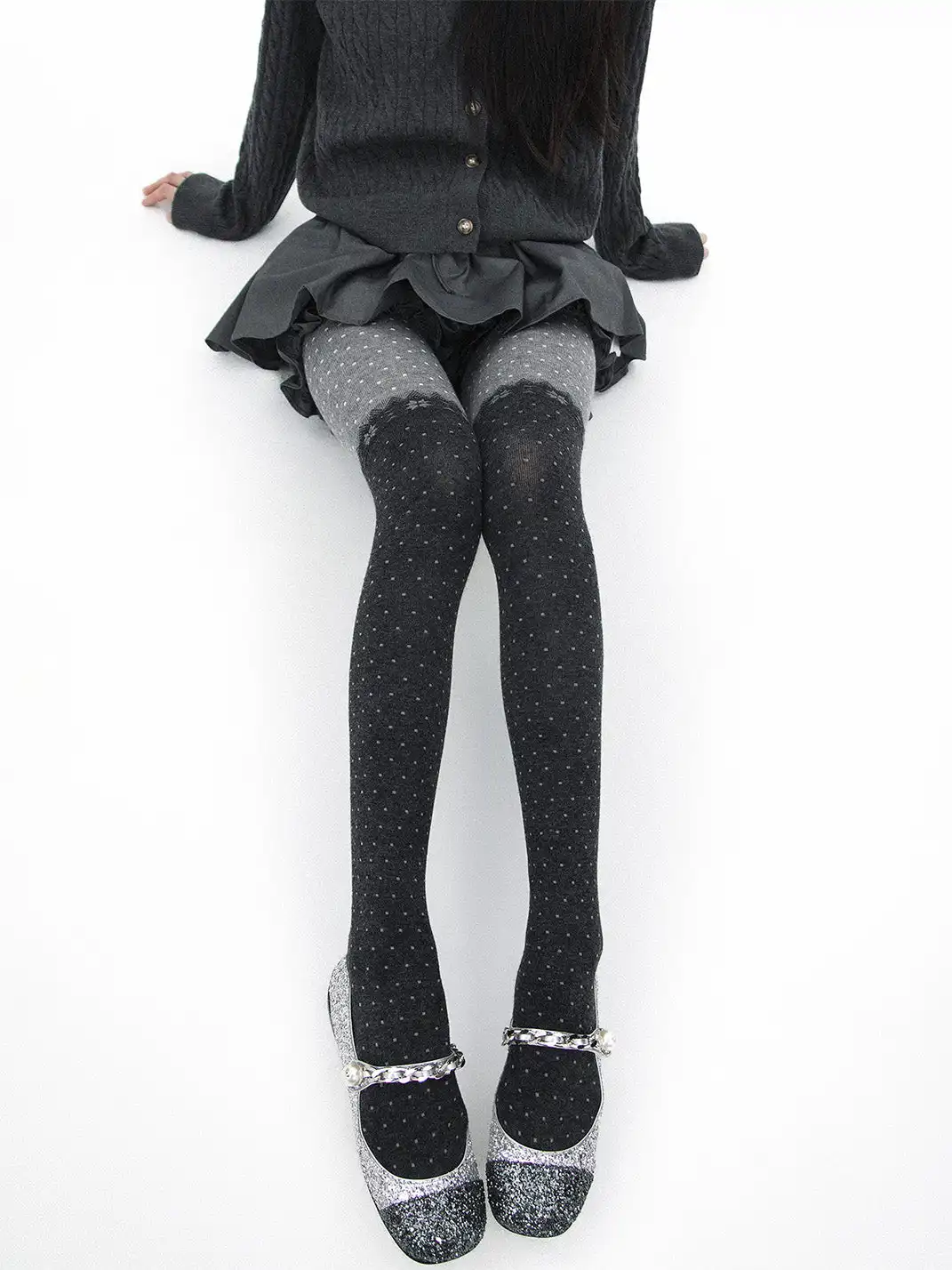 SS2L | Color Block Snowflake Polka Dot Layer Pantyhose