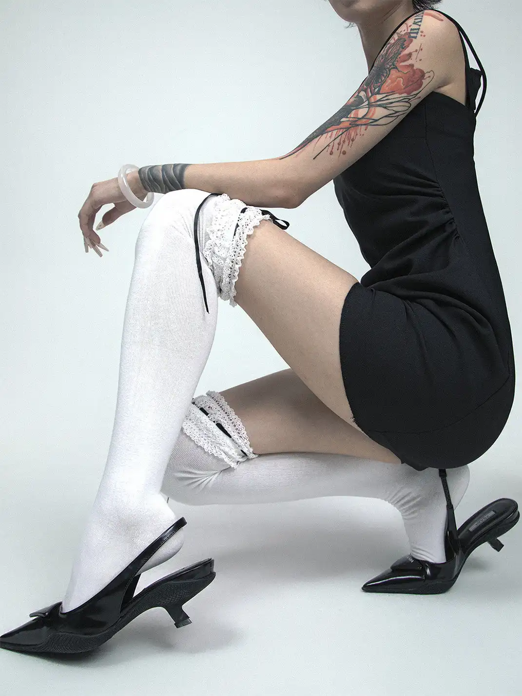 SS2L | Lace Drawstring Bow Over Knee Stockings