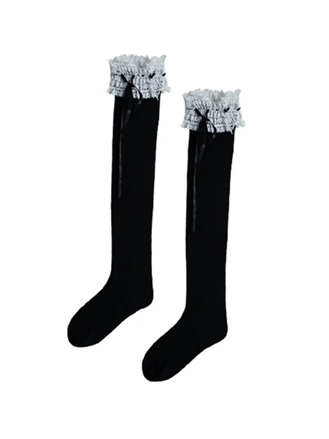 SS2L | Lace Drawstring Bow Over Knee Stockings