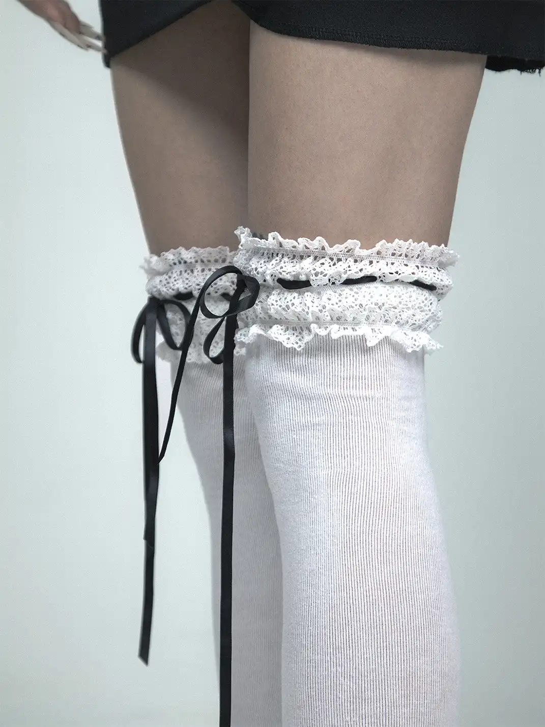 SS2L | Lace Drawstring Bow Over Knee Stockings