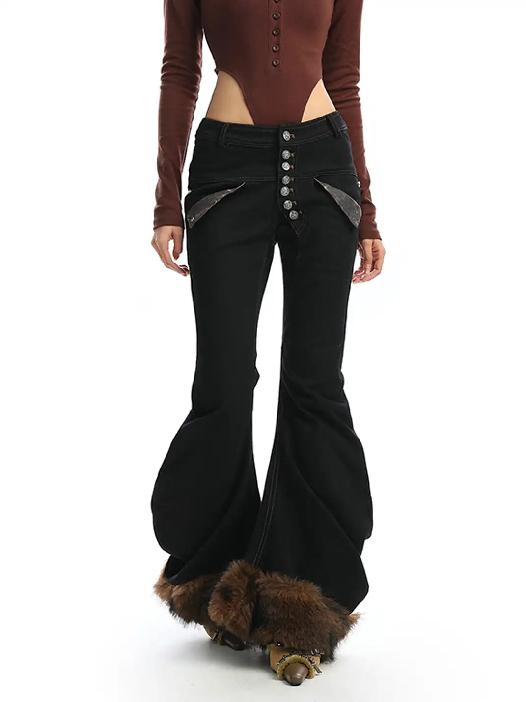 BIGGOLD | Stylish Buttoned Flared Denim Pants