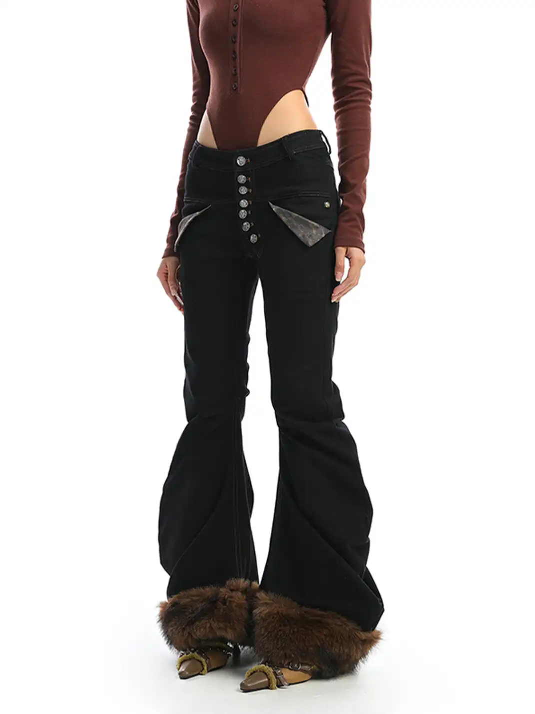 BIGGOLD | Stylish Buttoned Flared Denim Pants