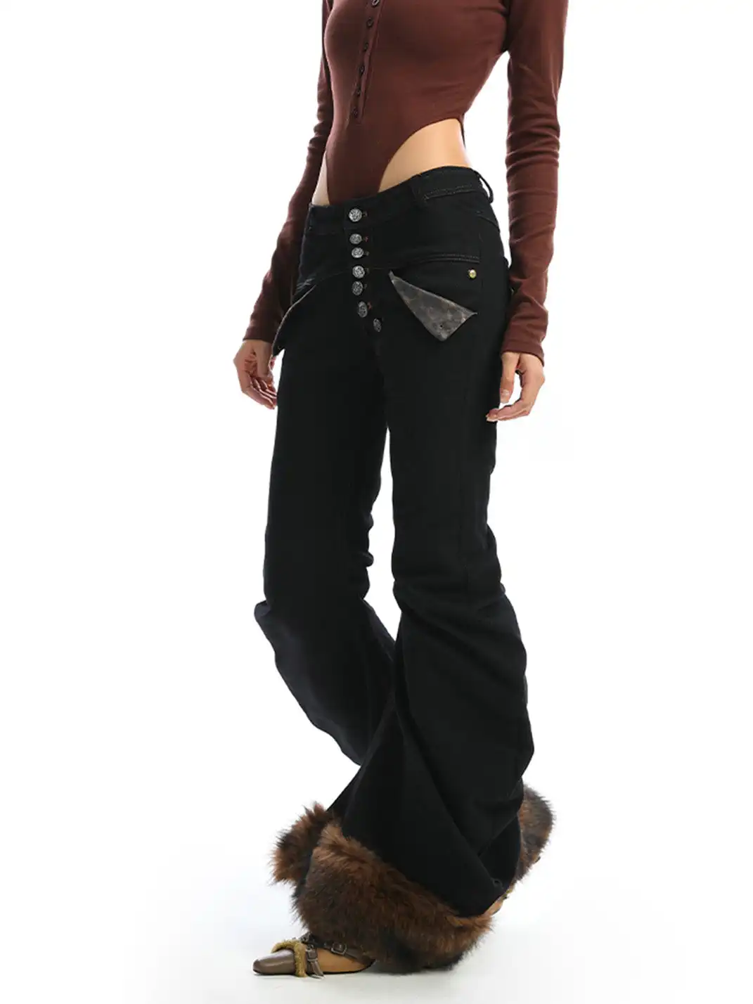 BIGGOLD | Stylish Buttoned Flared Denim Pants