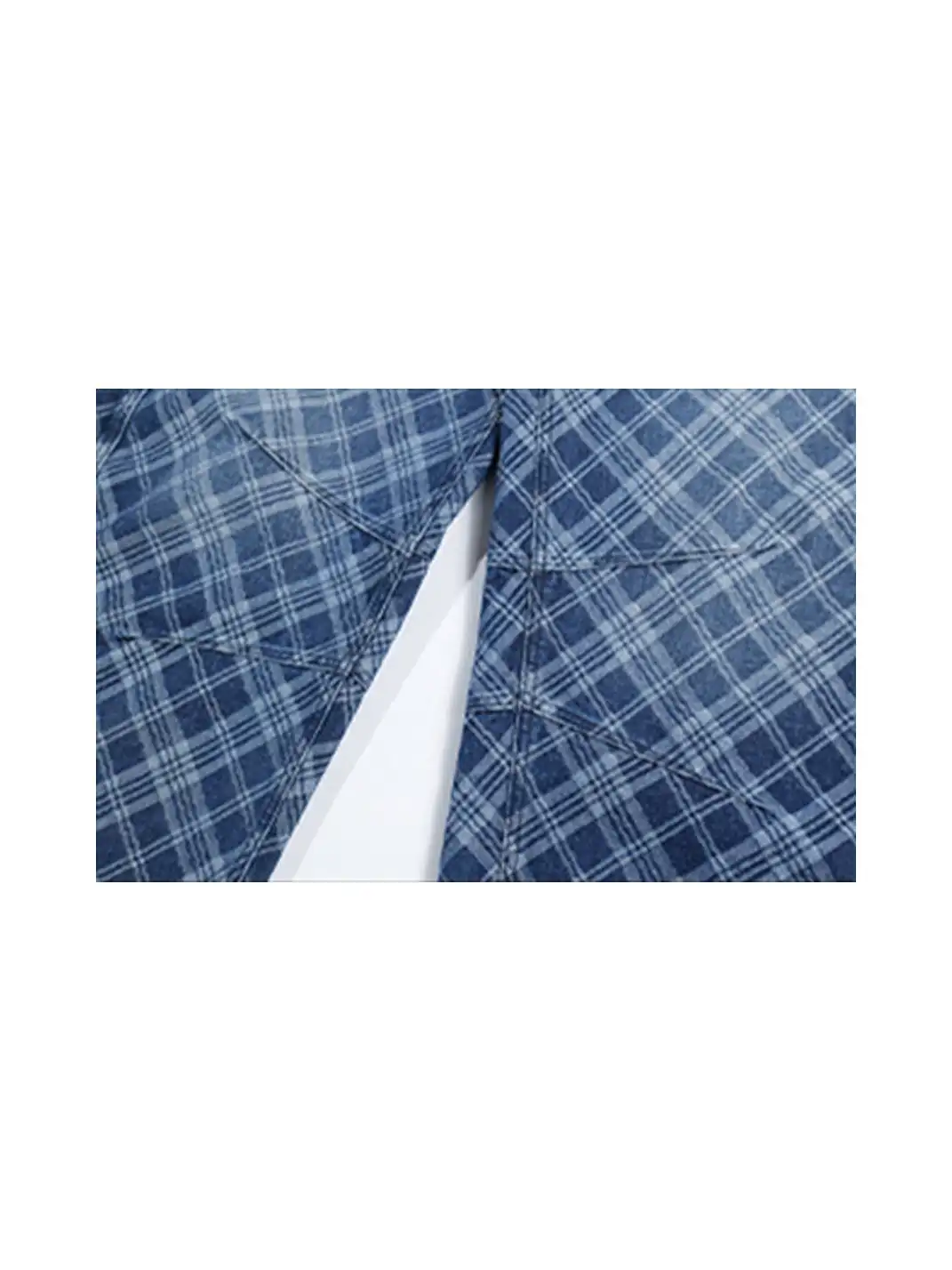 BIGGOLD | Embroidered Plaid Deconstructed Denim Pants