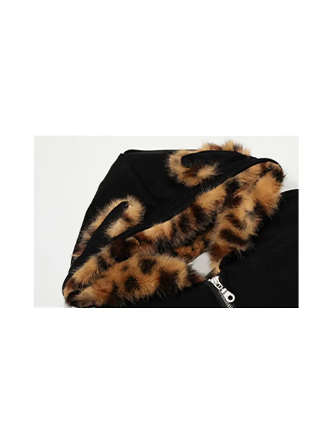 BIGGOLD | Suede Leopard Fleece Hooded Coat